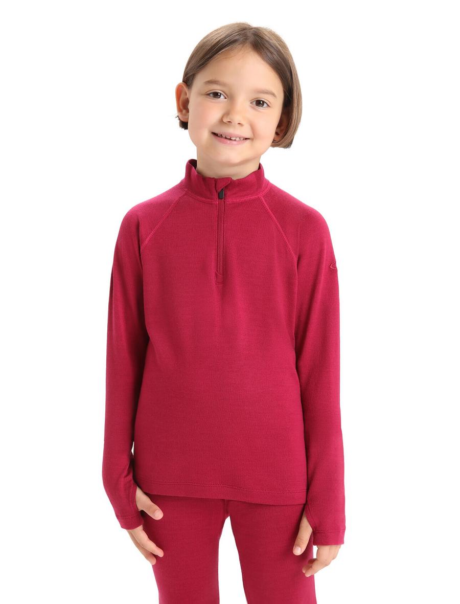 Cherry Kids\' Icebreaker Merino 260 Tech Half Zip Thermal Top Long Sleeve | USA 1939SGLO